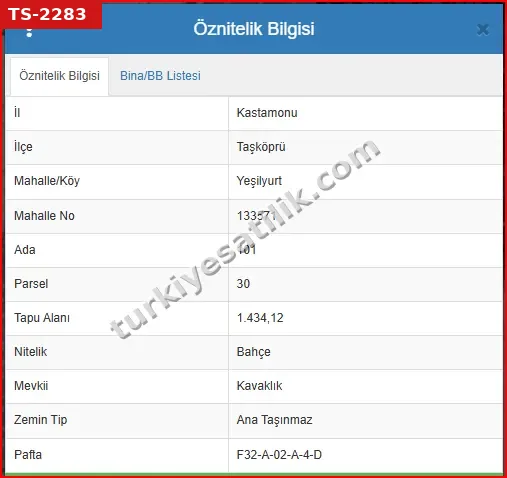 TAŞKÖPRÜ YEŞİLYURT KÖYÜNDE 1434 M2 TARLA (YOL SUYU VAR)