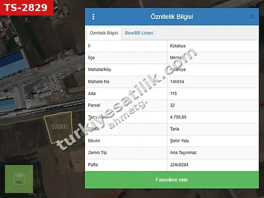 KÜTAHYA MERKEZ İHSANİYE'DE KISMEN İMARLI! 4.750,85 m² TARLA!